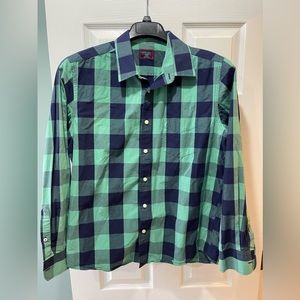UNTUCKit Men’s XL Slim Fit Button Up Long Sleeve 100% Cotton Shirt Blue Green
